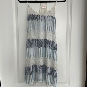 Parker White/Blue Beaded Dress